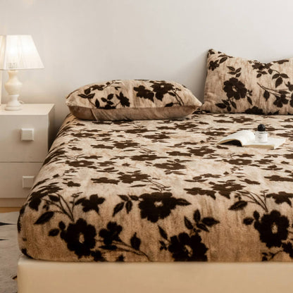 Cozy Leopard Print Thickened Faux Rabbit Fur Fitted Sheet Cover