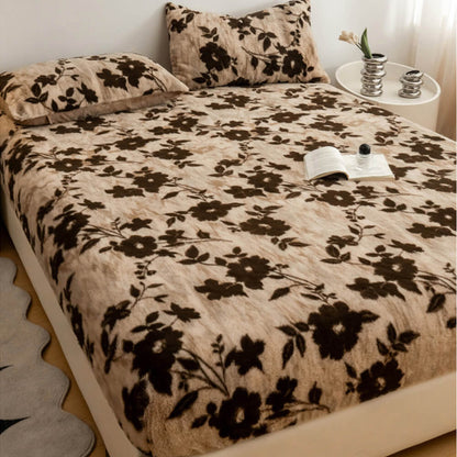 Cozy Leopard Print Thickened Faux Rabbit Fur Fitted Sheet Cover