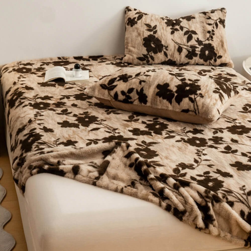 Cozy Leopard Print Thickened Faux Rabbit Fur Fitted Sheet Cover
