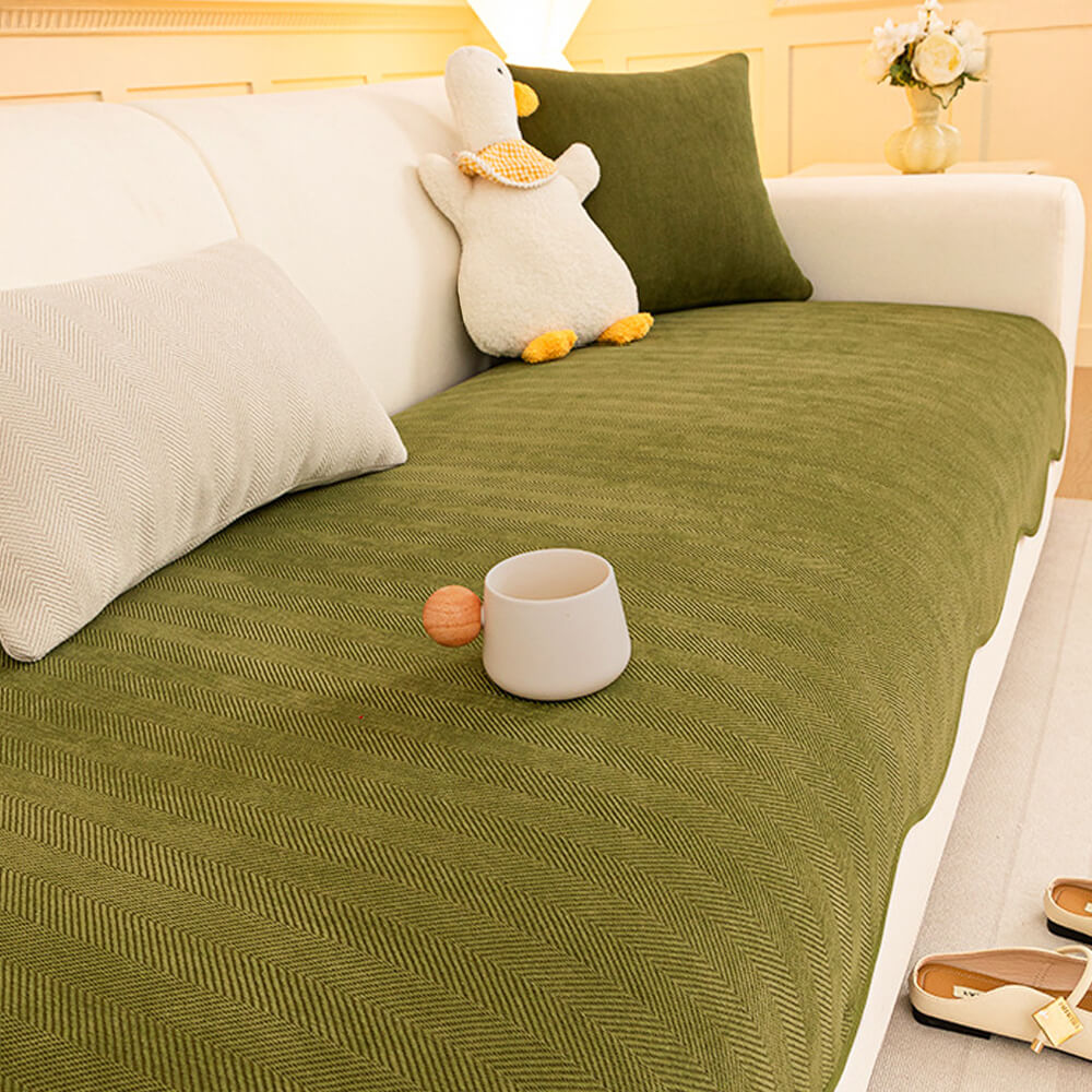 Stylish Minimalist Herringbone Chenille Non-Slip Couch Cover