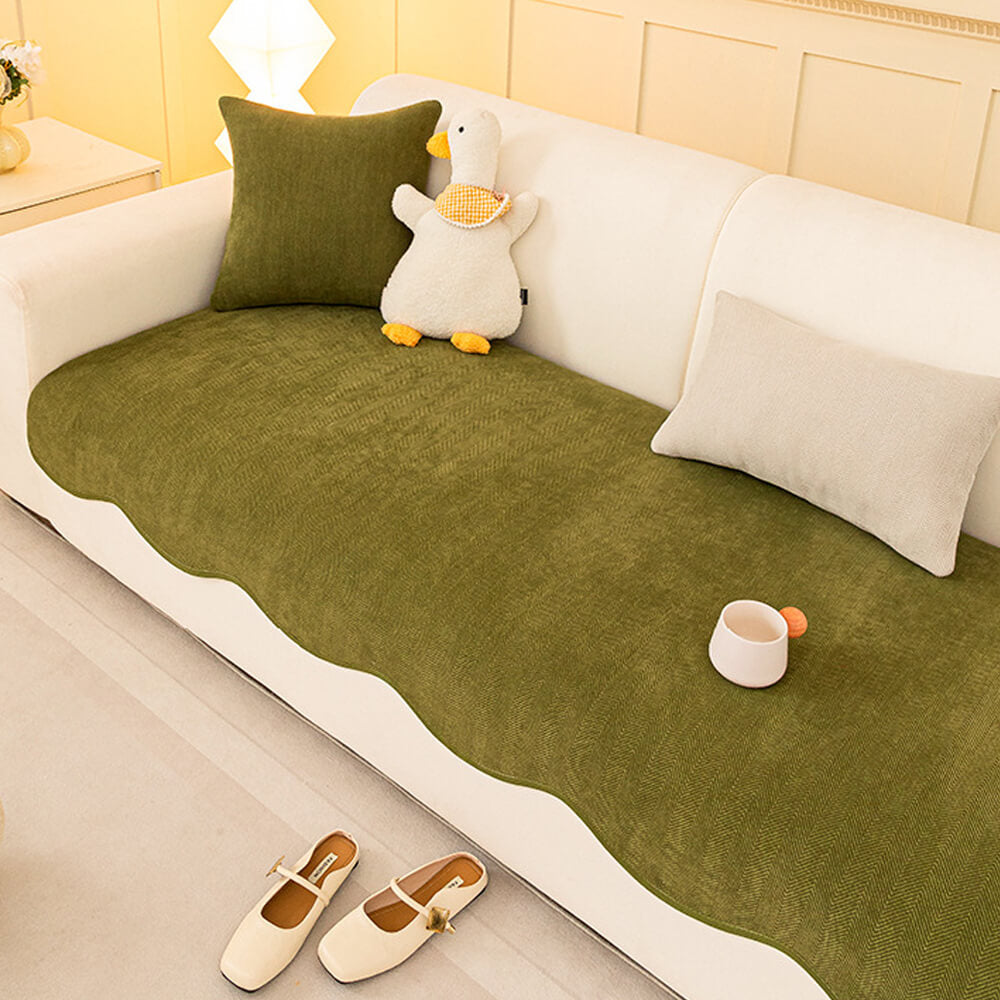 Stylish Minimalist Herringbone Chenille Non-Slip Couch Cover