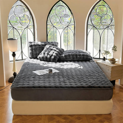 Cozy Plush Bubble Skin-Friendly Warm Fitted Mattress Protector