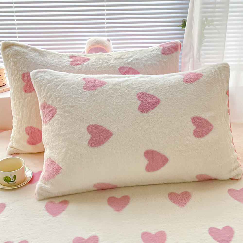 Static-Free Cozy Velvet Stretchable Mattress Cover with Pillowcases