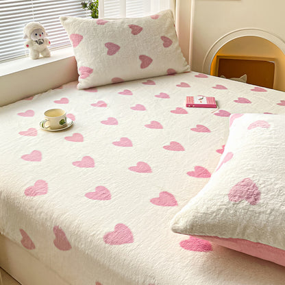 Static-Free Cozy Velvet Stretchable Mattress Cover with Pillowcases