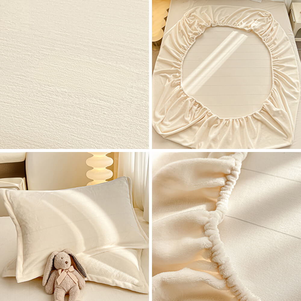 Milk Velvet Soft Fitted Sheet Bedding Set for Luxury Comfort