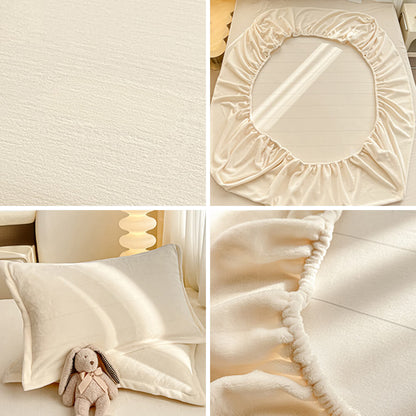 Milk Velvet Soft Fitted Sheet Bedding Set for Luxury Comfort