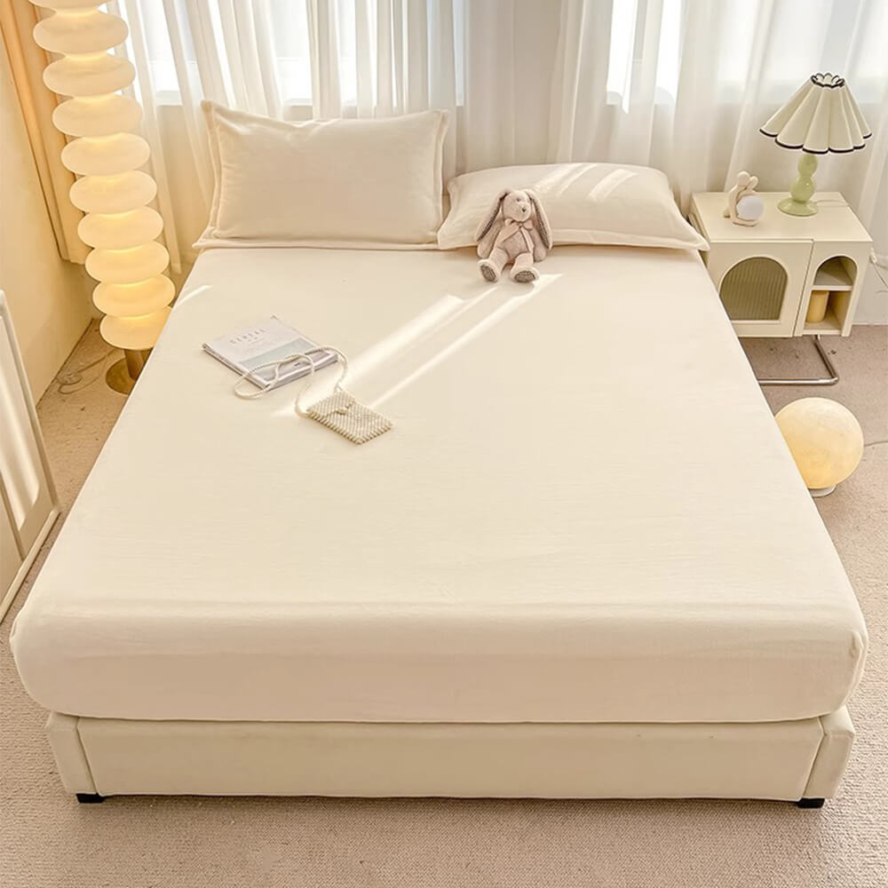 Milk Velvet Soft Fitted Sheet Bedding Set for Luxury Comfort