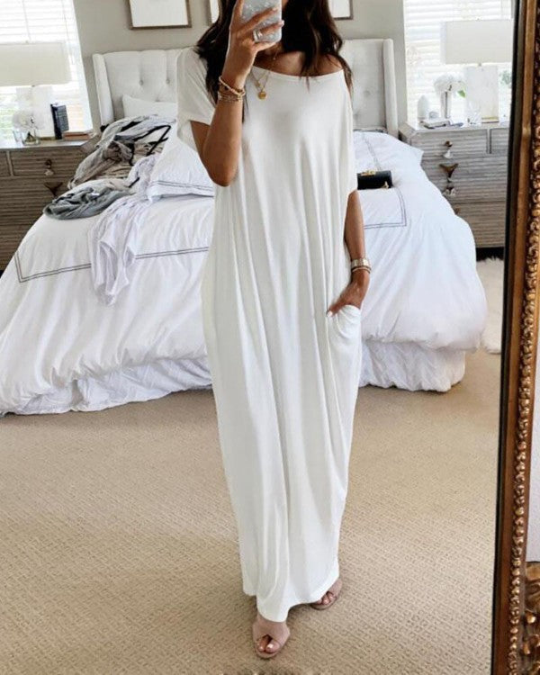 Stylish Women's Short Sleeved Casual Long Dress for All Occasions
