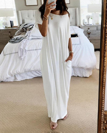 Stylish Women's Short Sleeved Casual Long Dress for All Occasions