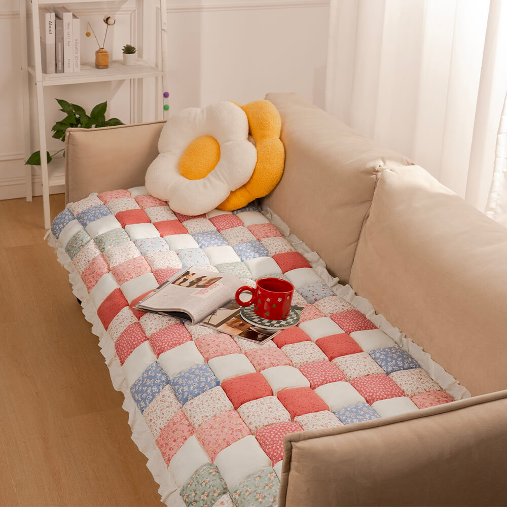 Elegant Garden Chic Cotton Couch Cover for Pet Protection