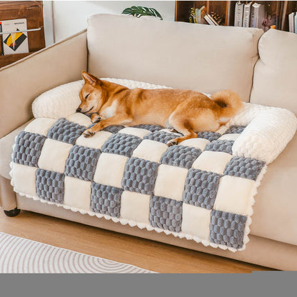 Plaid Cozy Sofa Protector Dog Mat - Stylish Comfort for Pets
