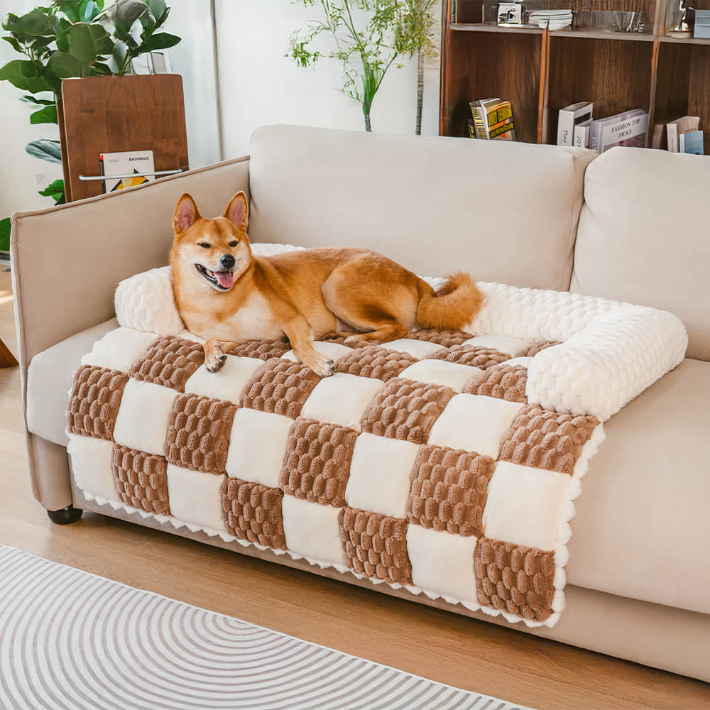 Plaid Cozy Sofa Protector Dog Mat - Stylish Comfort for Pets