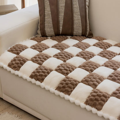 Plush Handmade Color Block Dog Mat - Non-Slip Couch Cover