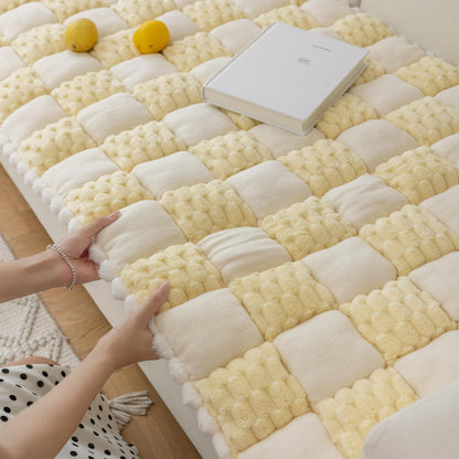 Plush Handmade Color Block Dog Mat - Non-Slip Couch Cover