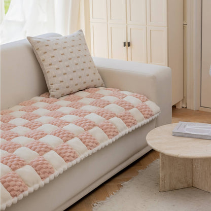 Plush Handmade Color Block Dog Mat - Non-Slip Couch Cover