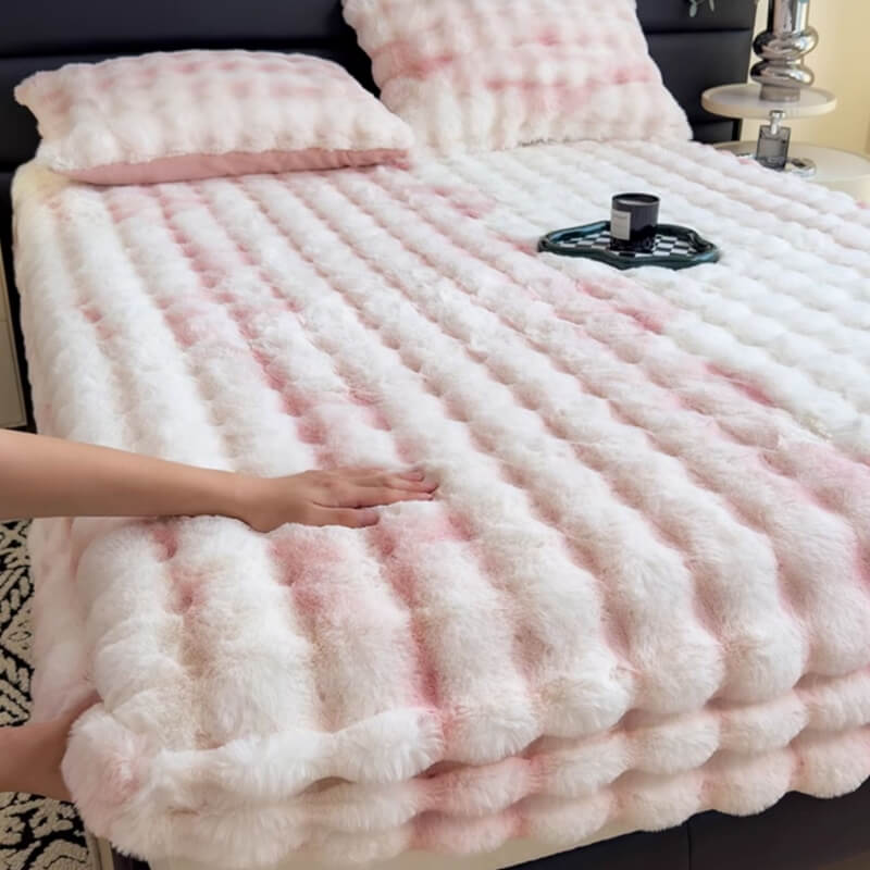 Luxurious Super Soft Faux Rabbit Plush Mattress Protector Sheets