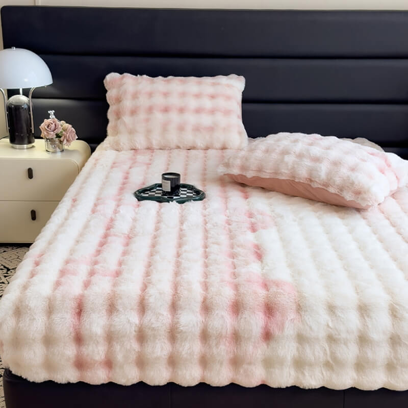 Luxurious Super Soft Faux Rabbit Plush Mattress Protector Sheets