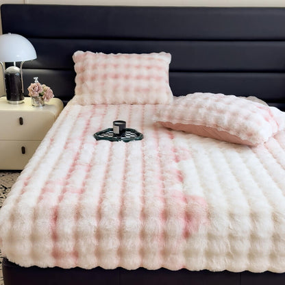 Luxurious Super Soft Faux Rabbit Plush Mattress Protector Sheets