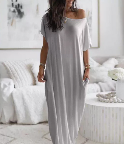 Stylish Women's Short Sleeved Casual Long Dress for All Occasions