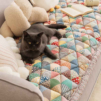 Elegant Garden Chic Cotton Couch Cover for Pet Protection