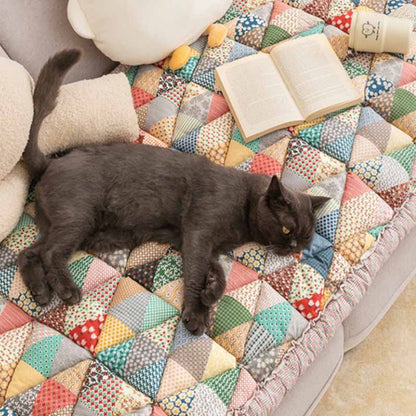Elegant Garden Chic Cotton Couch Cover for Pet Protection