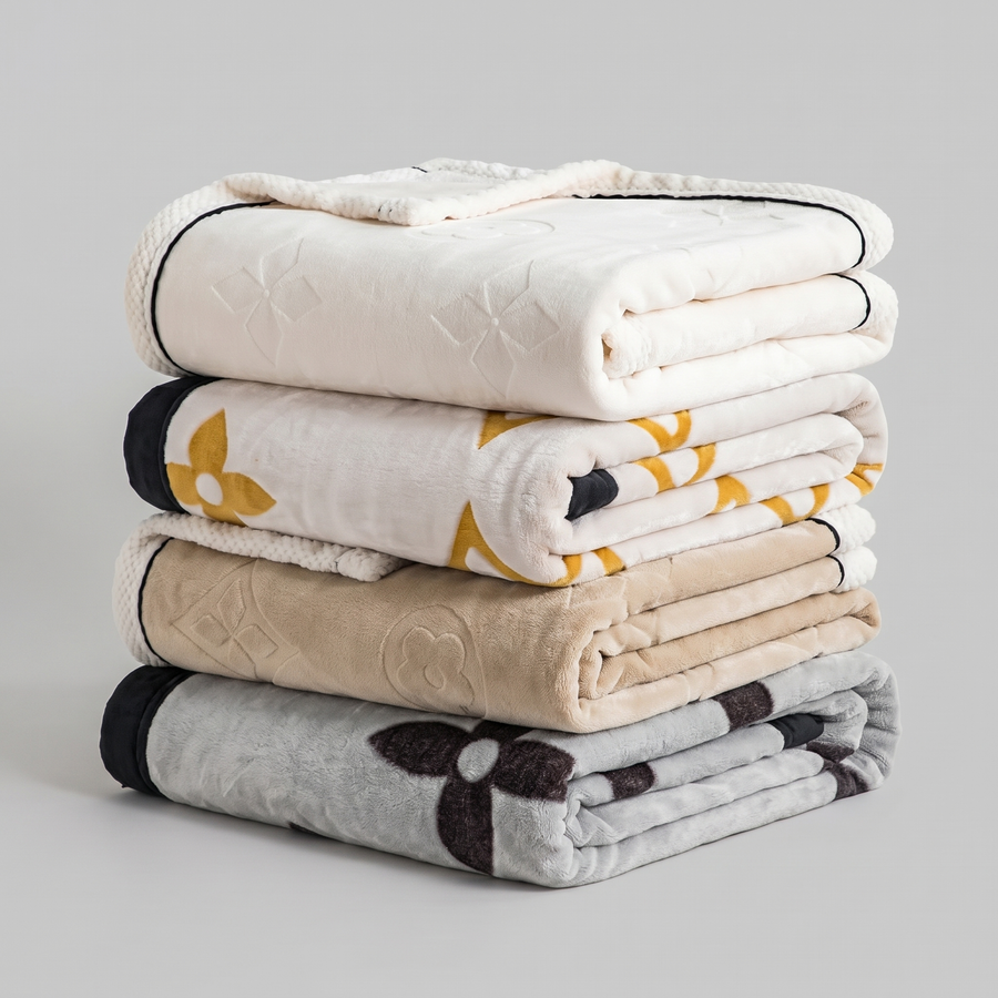 Embroidered Milk Fleece Throw Blanket