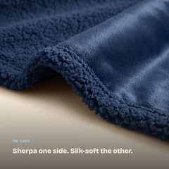 Navy | Sherpa one side, silk-soft the other