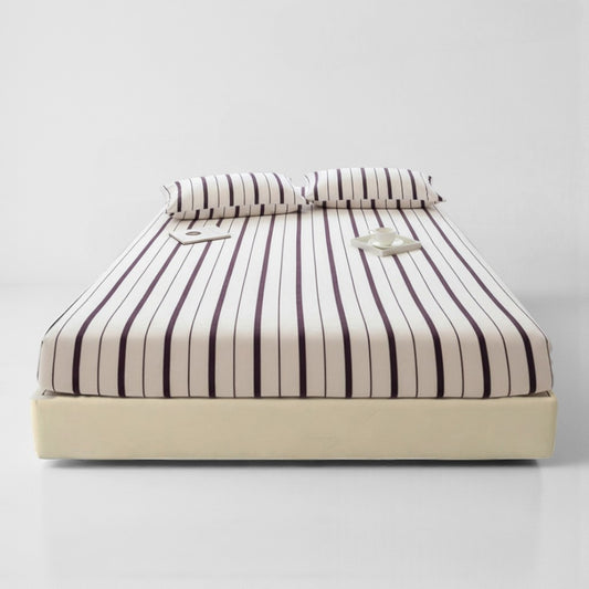 Striped Milk Velvet Fitted Sheet