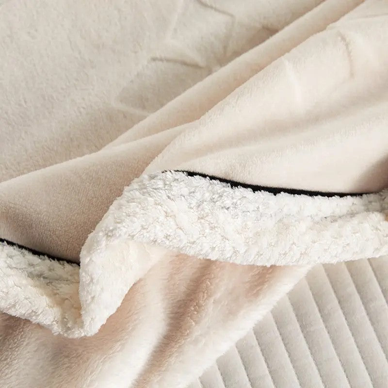 Embroidered Milk Fleece Throw Blanket - sherpa backing detail