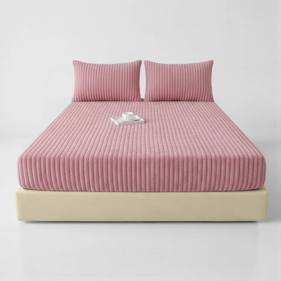 Striped Faux Fur Fitted Sheet