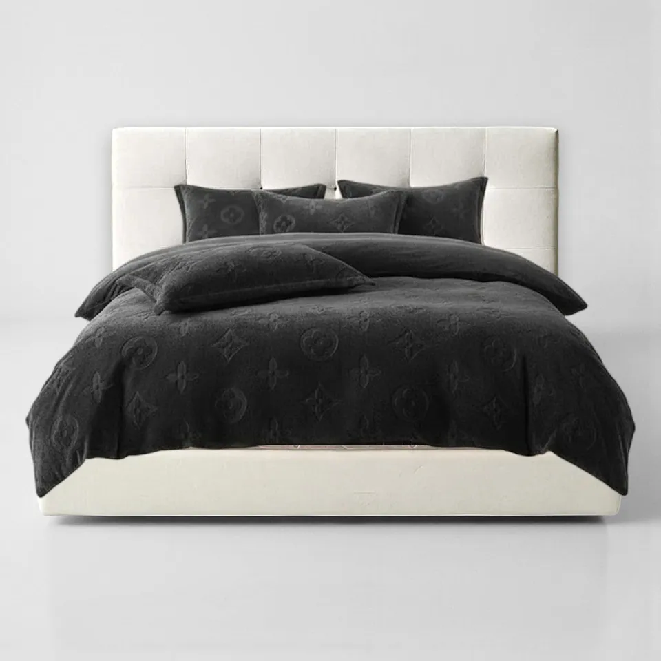 Full 4-Piece MonoFloral Duvet Cover Bedding Set
