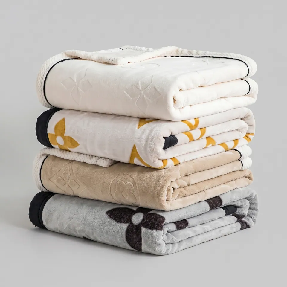 Embroidered Milk Fleece Throw Blanket